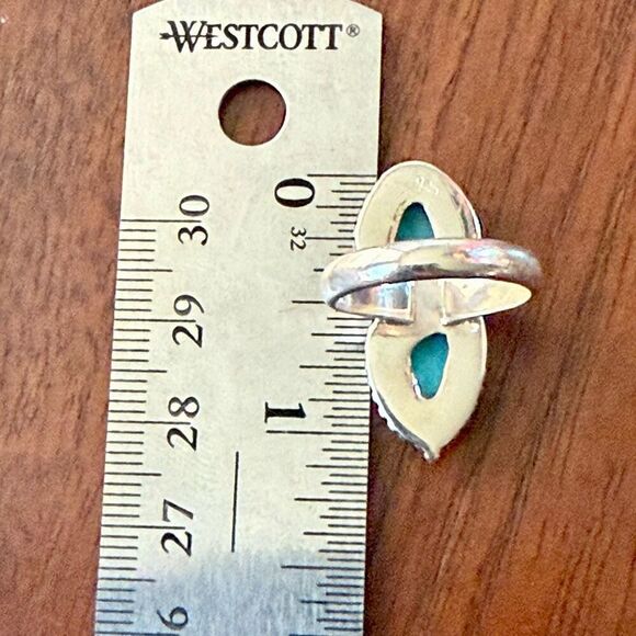 Southwestern Kingman Double Turquoise Statement Boho Ring Sterling Silver Size 6 - Picture 5 of 8